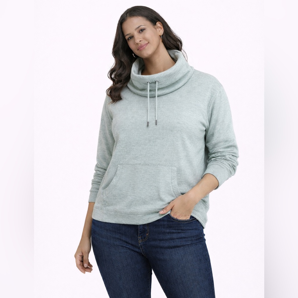 💙 ARDENE Cozy Light Green Cowl Neck Hoodie